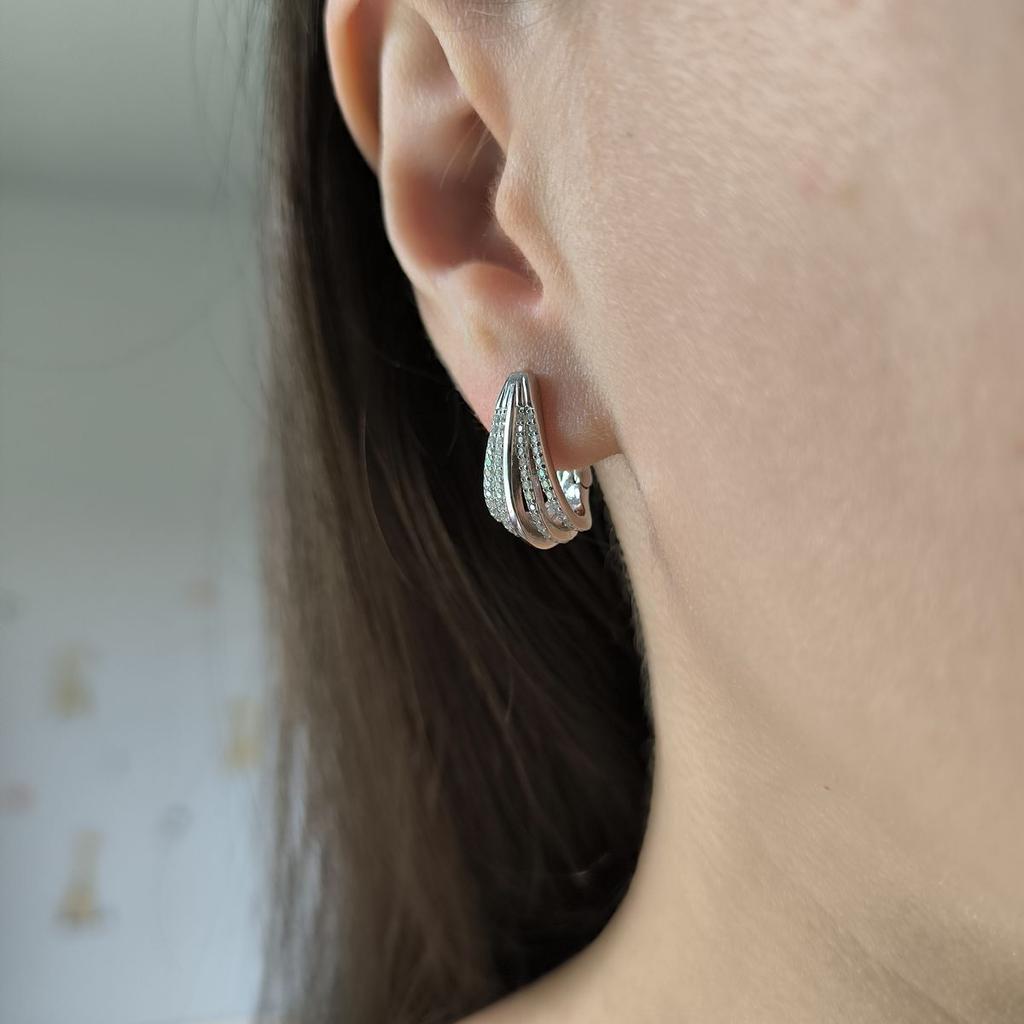 Серебряные серьги с фианитами (2187158)