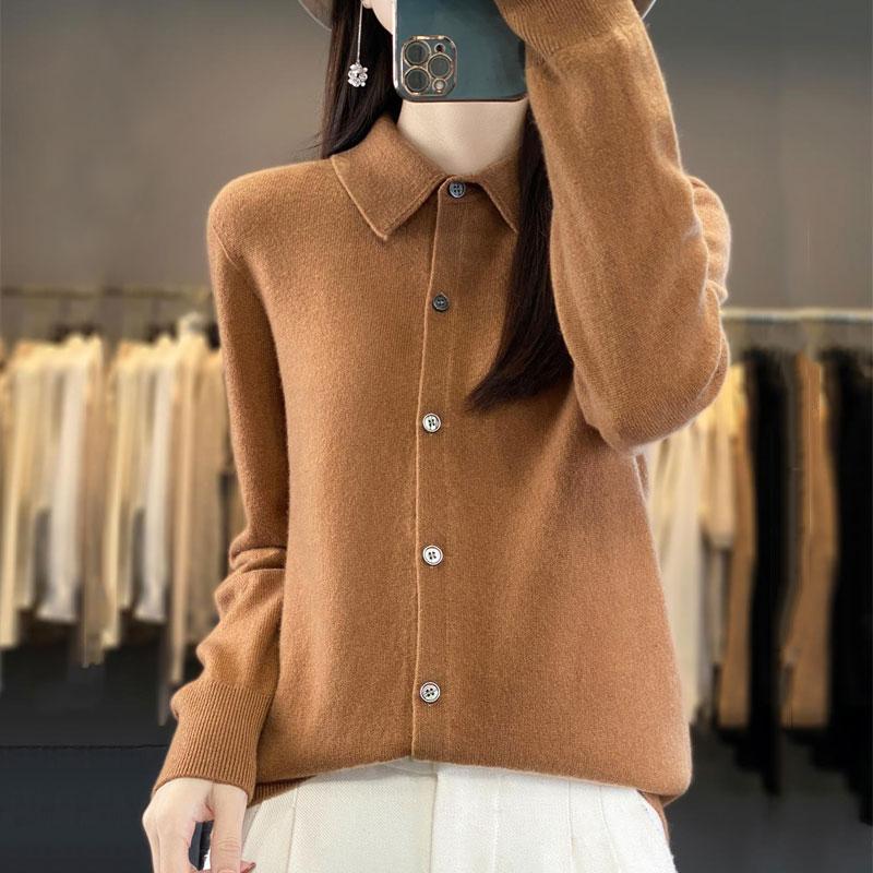 Women's Cashmere Cardigan Qinghe Cashmere 30% Cashmere 70% Wool Women's Autumn and Winter Cashmere Cardigan Soft and Warm