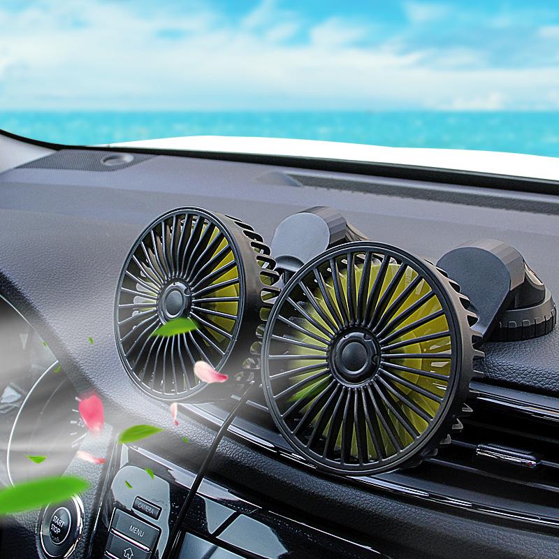 Dual-Head Rotatable Portable Car Fan