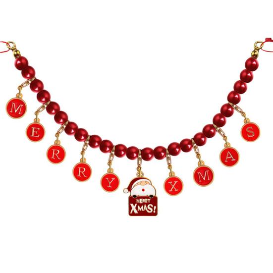 Christmas Bead Garland Merry Christmas Holiday Bunting Garland Vintage Enamel Bead Decoration for Home Tree Decor