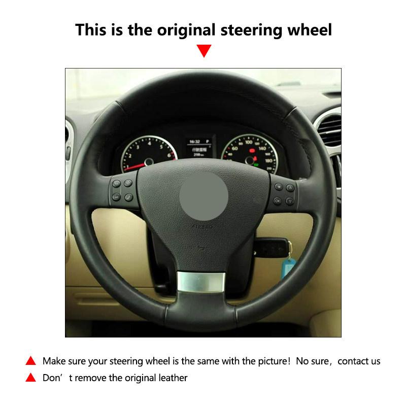 Hand Braid For VW Passat B6 Golf 5 Jetta MK5 Tiguan Car Interior Accessories Microfiber Leather Steering Wheel Cover Trim