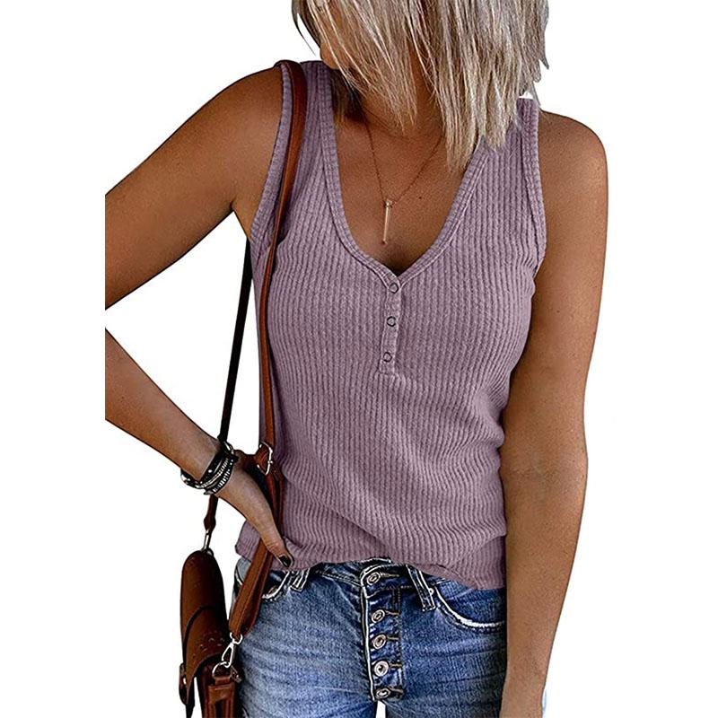 Καλοκαιρινό γυναικείο γιλέκο με στήθος πλεκτό γιλέκο μονόχρωμο αμάνικο γυναικείο λαιμόκοψη
