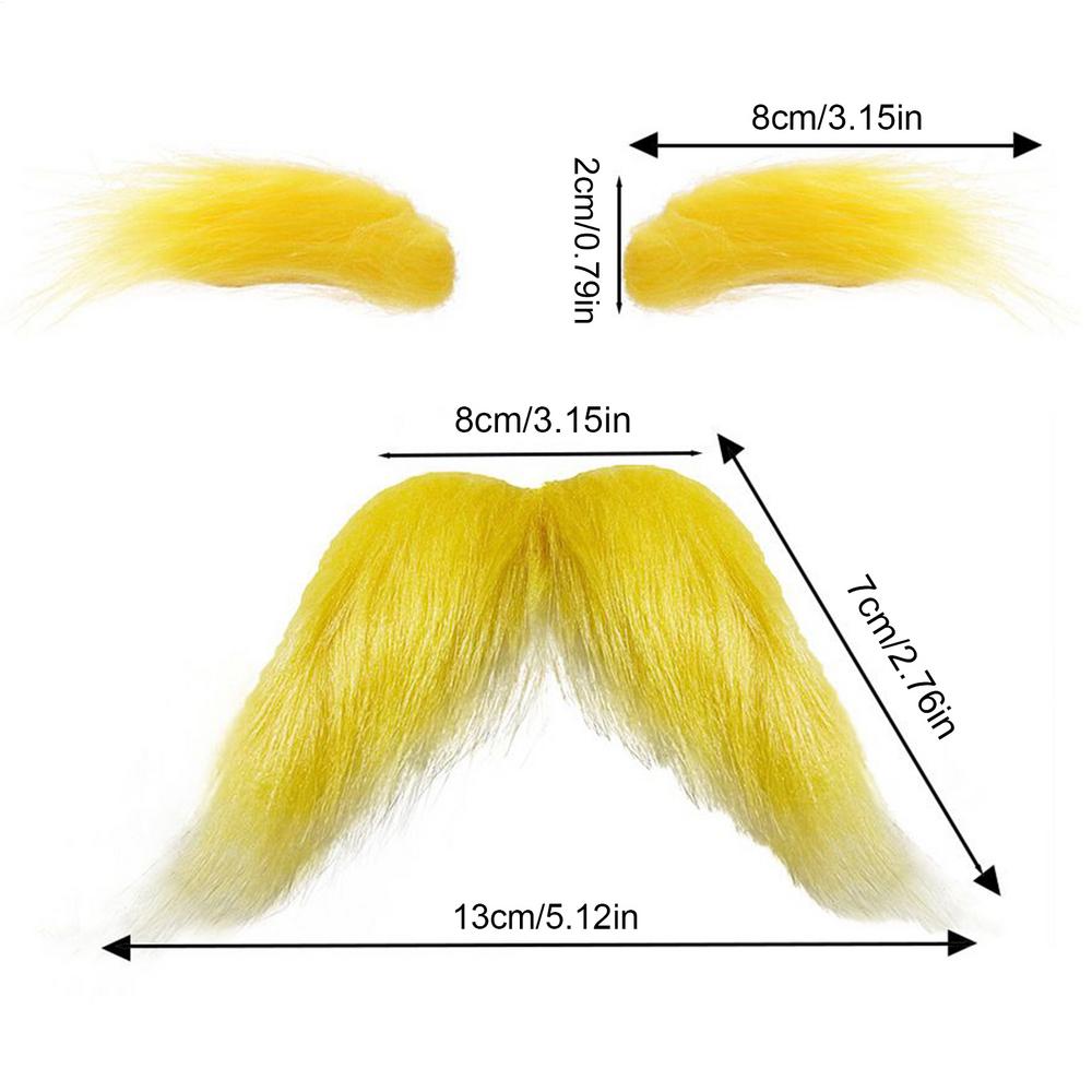 New Yellow Mustache Eyebrows Set Fake Party Makeup Ball Self Adhesive Fake Beard Cosplay Costume Accessories For Holiday Party