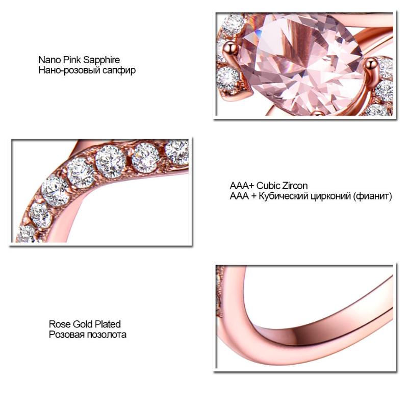 Gica Gema S925 Sterling Silver Exquisite Rose Gold Nano Ring for Women's Fine Jewelry Gift Wedding Engagement The New Listing