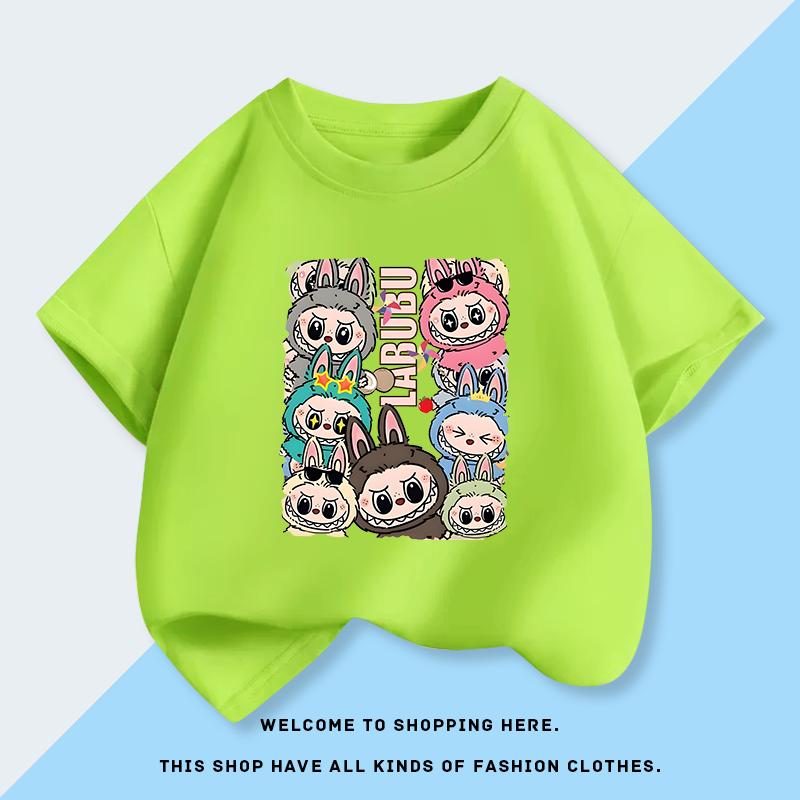 Labubu 3d Print Short-sleeved Children's T-shirt Fashionable Summer Clothes for Babies Half-sleeved Top for Big Kids
