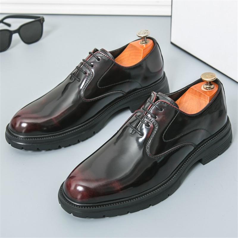 New Fashion Designer Men's Pointed Thick-soled Wedding Oxford Shoes British Retro Male Formal Dress Footwear Zapatos Hombre