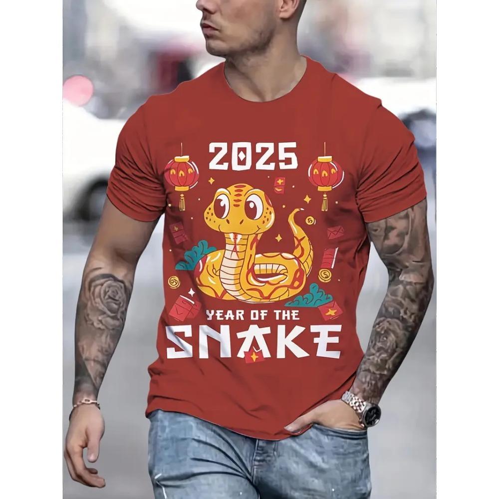 Chinese Year Of The Snake T-shirt Men Women Lunar New Year Trendy Tee Shirts 3D Printed Pattern Unisex Harajuku Tops