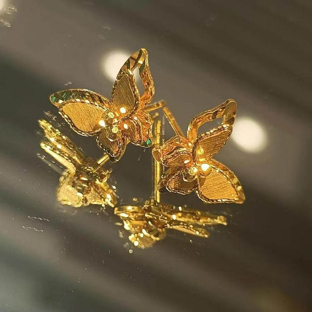 Exquisite Double-Layer Butterfly Ear Studs for Women - Light Luxury and Fashionable Elegance