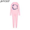 BITCED Women's Spring/Autumn/Winter Sweatshirt Set Foam-Printed Fashion Sports Long-Sleeved Hooded Sweatshirt