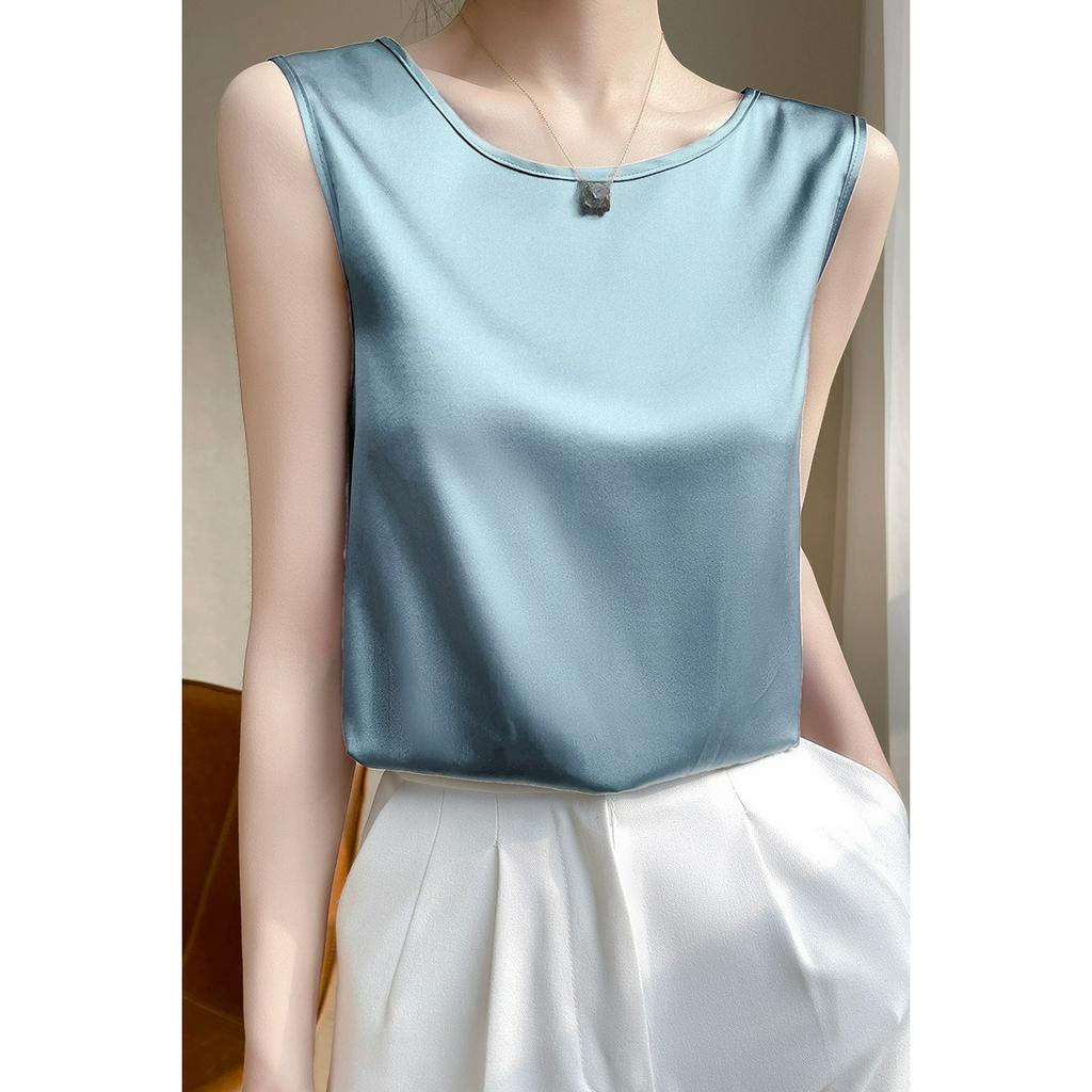 Summer Round Neck Simulation Silk Camisole Women's Small Suit with Loose Inside and Sleeveless Top Thin Bottoming Shirt