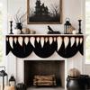 Halloween Fireplace Fan-Shaped Hanging with and Print, Scary Gothic Mantel Decoration for Home