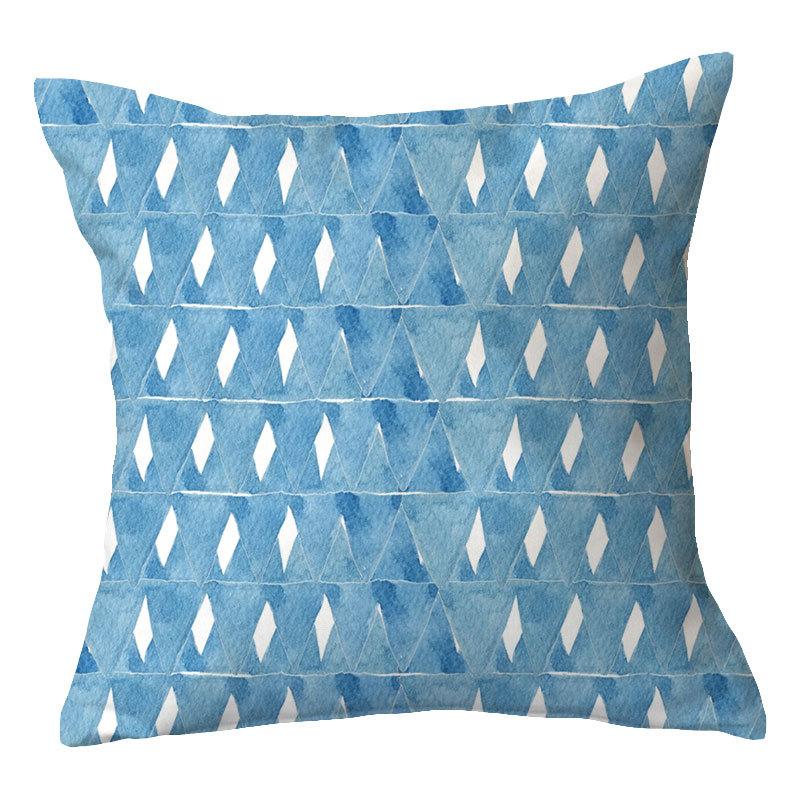 Simple New Blue Geometric Plush Pillowcase Home Fabric Sofa Pillow Cushion Cover Design