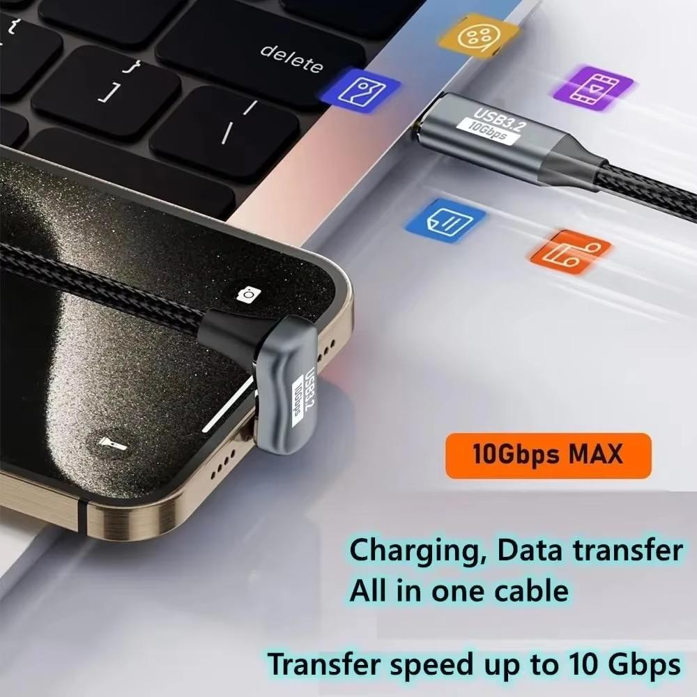 USB3.2 PD100W USB-C to USB-C U-Shape 10Gbps ThunderBolt 3 Cable 5A Type-C Cord For iPhone 15 Pro Max MacBook Pro Samsung Huawei