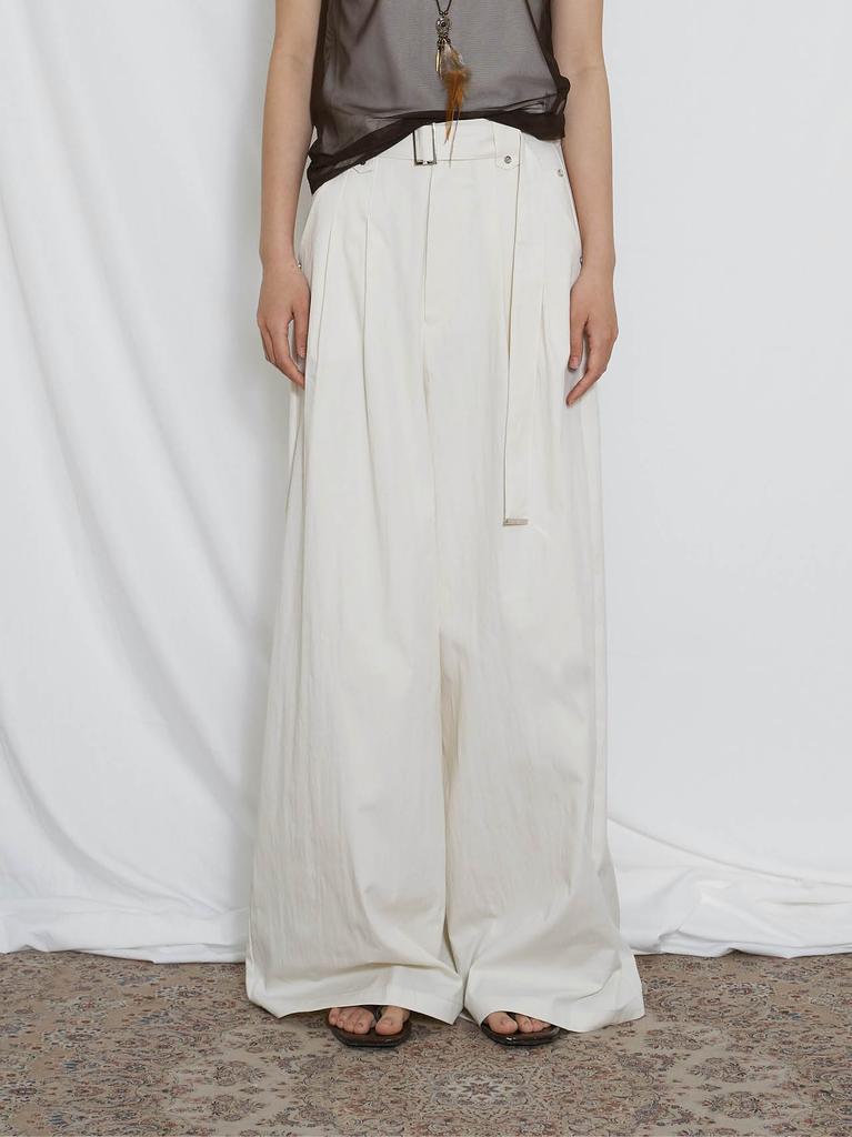 FROMWHERE Belt Detail Wide Pants Cream