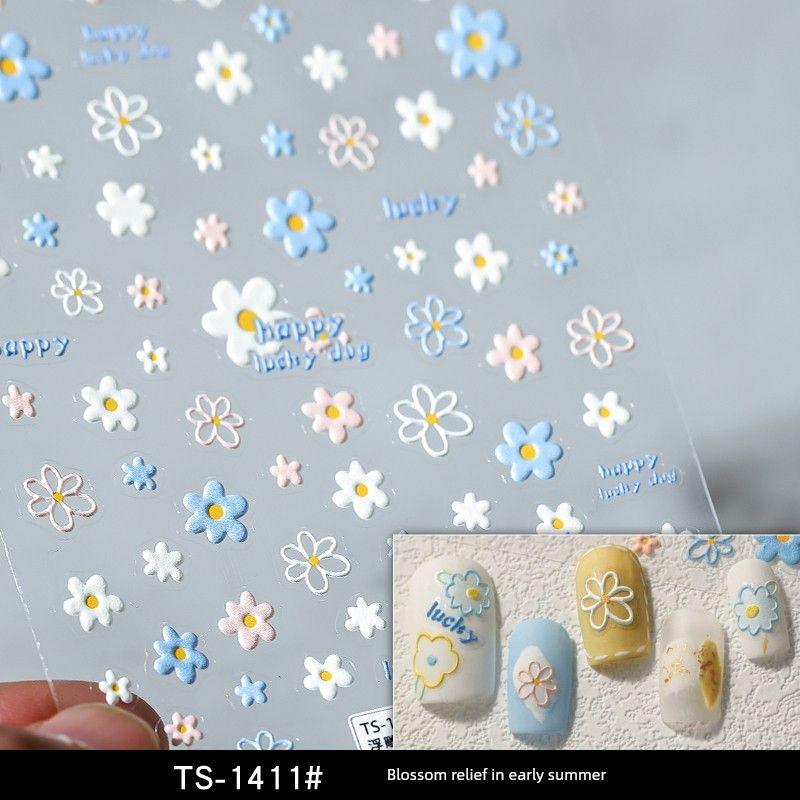 

Cartoon Cute Flowers Graffiti Small Pattern Nail Sticker TS-1411 flowers bloom in early summer(Relief)