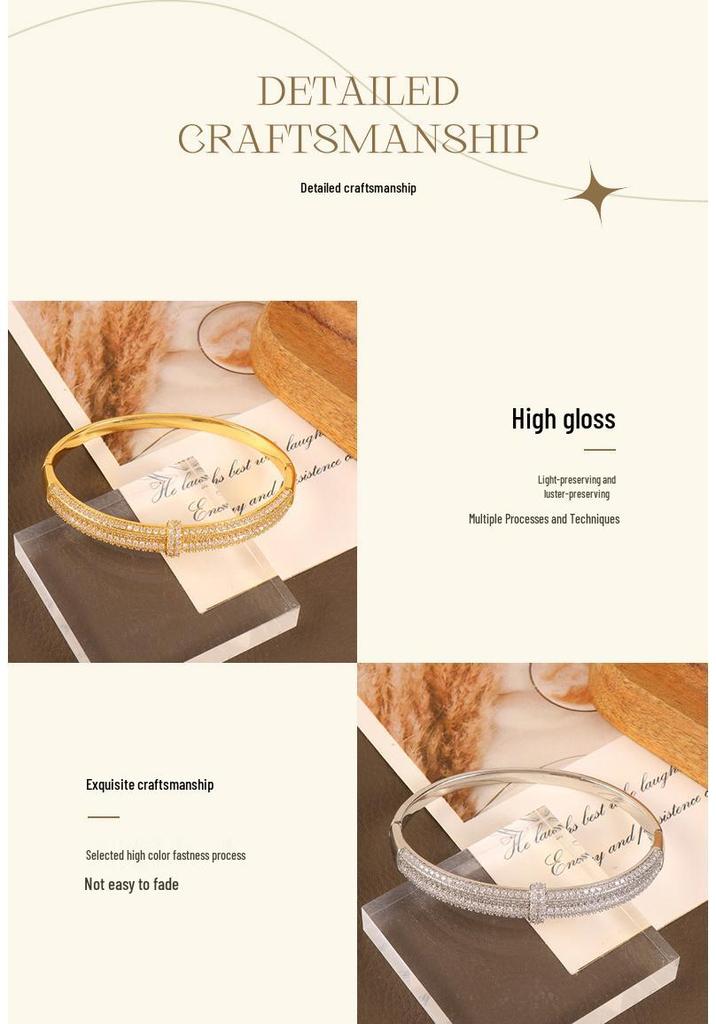 Elegante Braccialetto con Diamanti di Cristallo: Bicolore Oro e Argento, Lusso Leggero, Design Versatile