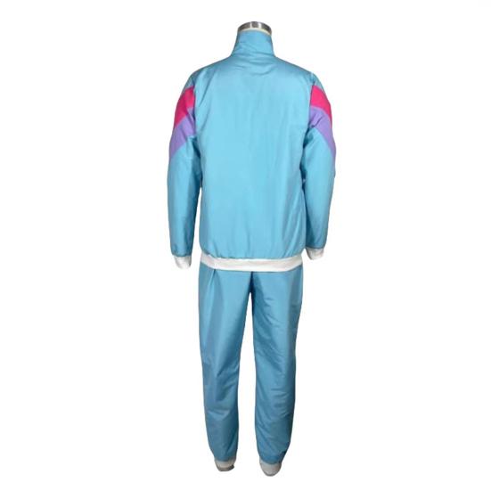 2Pcs/Set Disco Tracksuit Retro 80s Sportswear Long Sleeve Color Block Zipper Jacket High Waisted Long Trousers Set Men Women Party Wear