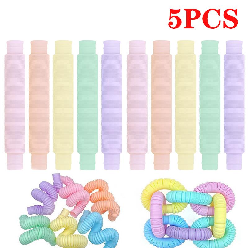 5/60Pcs Telescopic Tubes Fidget Toys Stress Relief Stretching Pop Tubes Sensory Toys For Kids Adults Decompression Toys Gifts