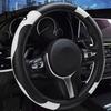 Leather Car Steering Cover Wheel Cover, Non-Slip Wrap with Honeycomb Ventilation Cold Resistant Sleeve Holes, Stretchy Auto Protector, Universal
