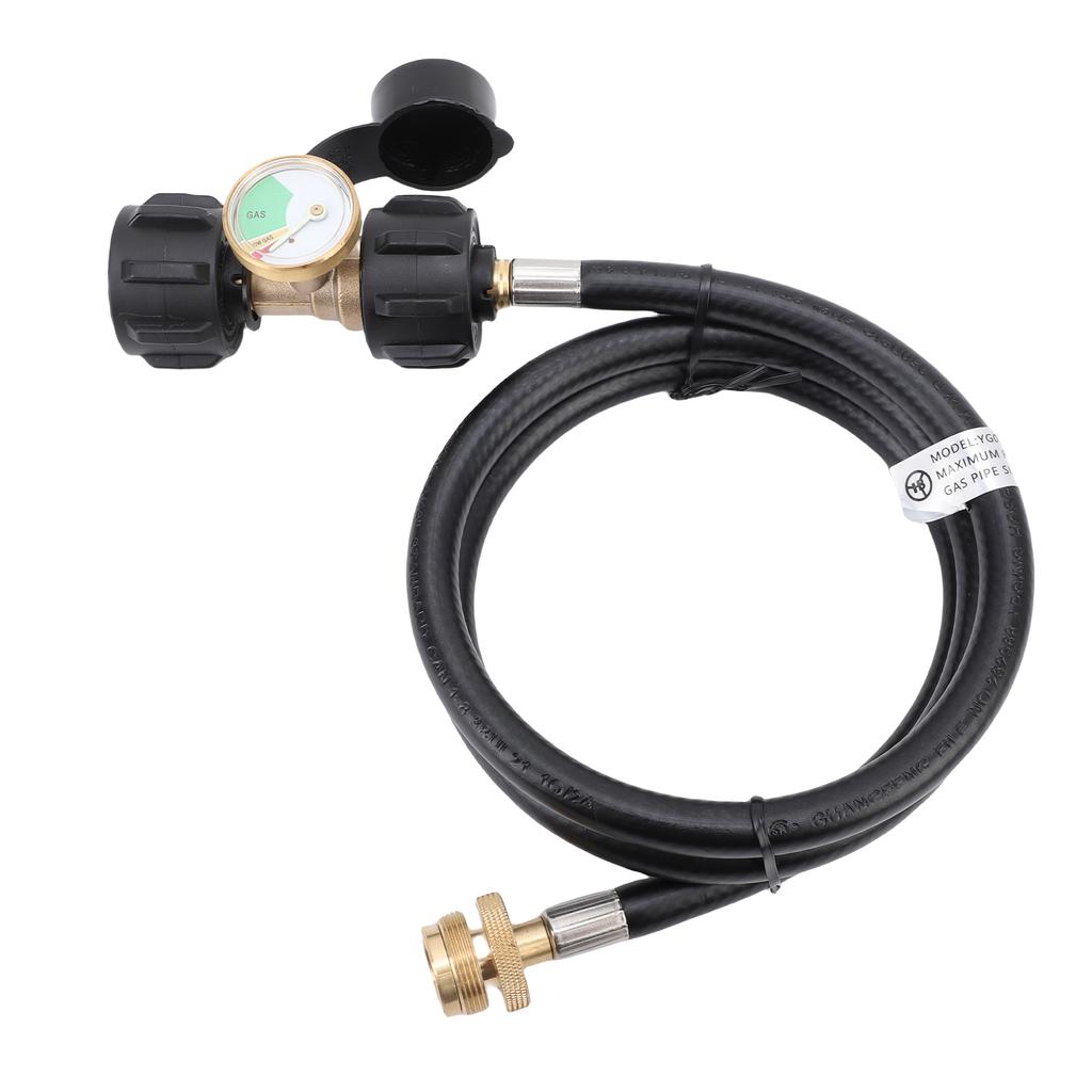 Gasgrill Druckmesser-Set mit 4FT Schlauch und Anschlüssen, Kompatibel 1lb 20lb QCC1 Typ 1 Tanks für BBQ, Wohnmobil, Camping