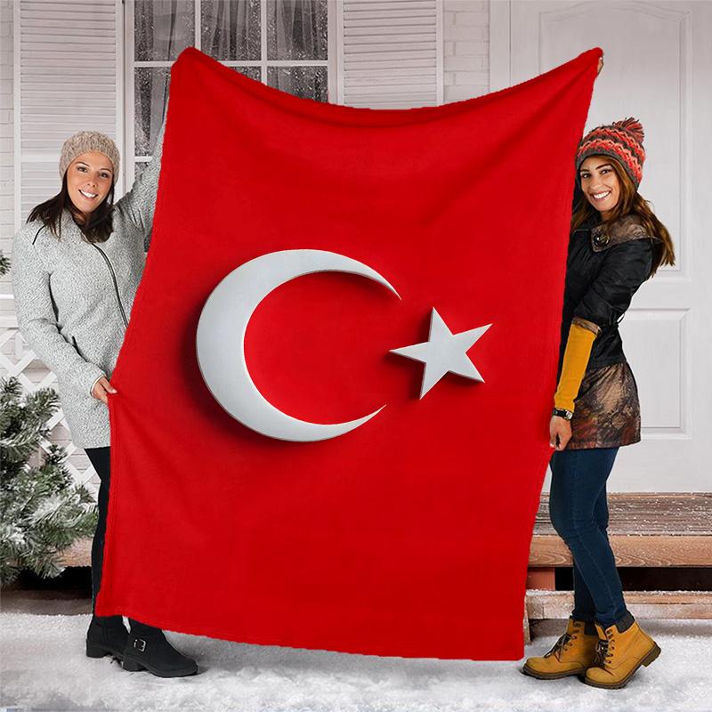 1pc TURKIYE Theme Blanket - Digital Print, Polyester, Cozy for All Seasons, Perfect for Outdoor, and Travel