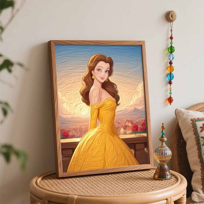 Disney Belle Princess oil paint by numbers painting kit handmade diy home decor gifts wall art canvas picture for adult decor unique