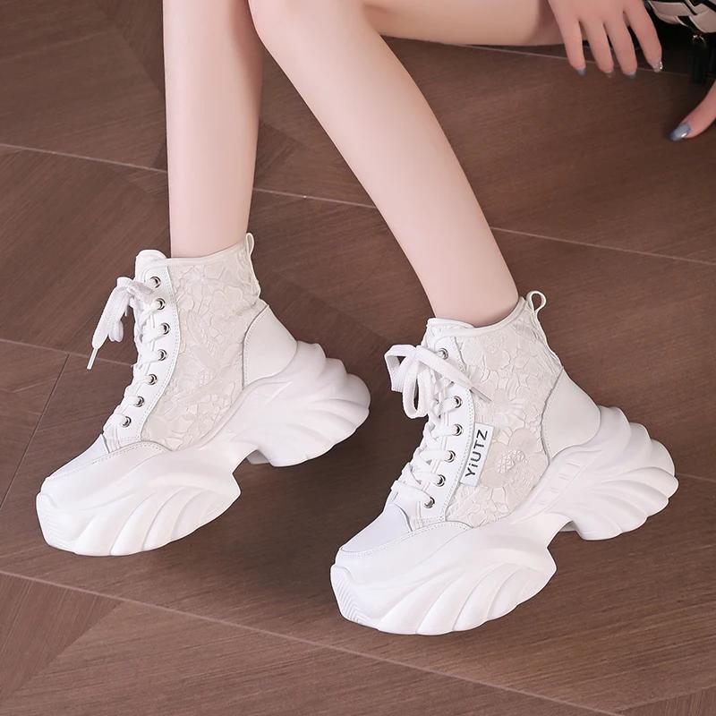 Fashion Autumn Women's Sneakers New Breathable High Platform Shoes Woman Ladies Vulcanize Casual Chunky Sneakers Zapatillas Mujer 8.5CM