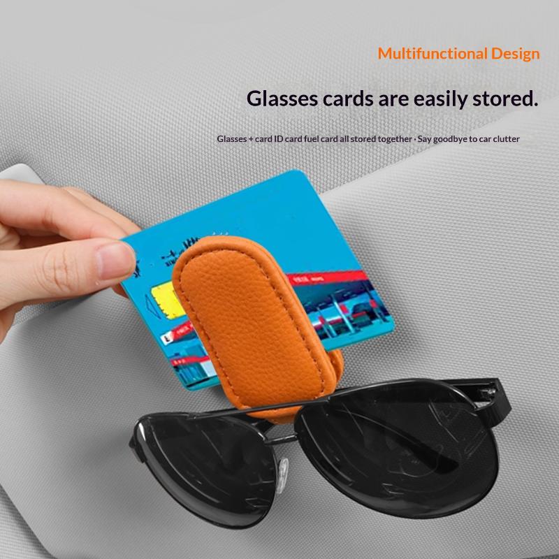 Multifunction Car Sun Visor Glasses Clip Leather Eyeglasses Clip Magnetic Sunglasses Holder Hanger Universal Interior Accessorie
