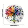 Butterfly Tree Wooden Round Silent Hanging Wall Clock, Suitable For Living Room, Office, Study Room, Bedroom, Home Decoration