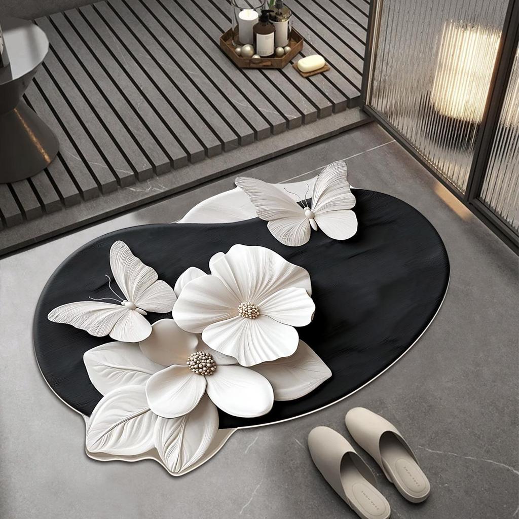 “Napa Leather Butterfly Anti-Slip Bathroom Mat”