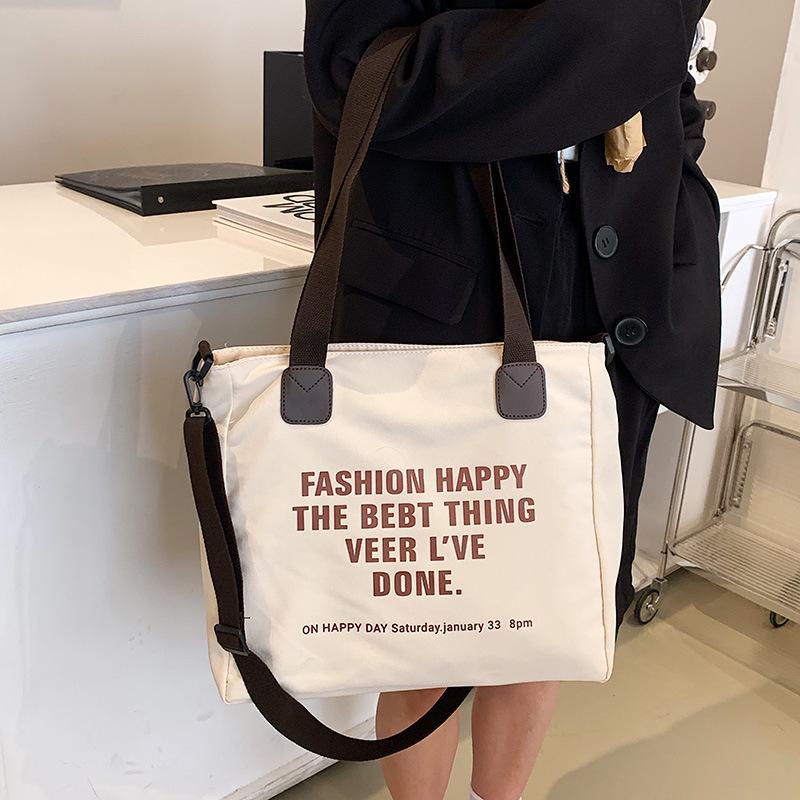 2023 Women's Fashion: Large Capacity Canvas Shoulder Bag - Japanese Style