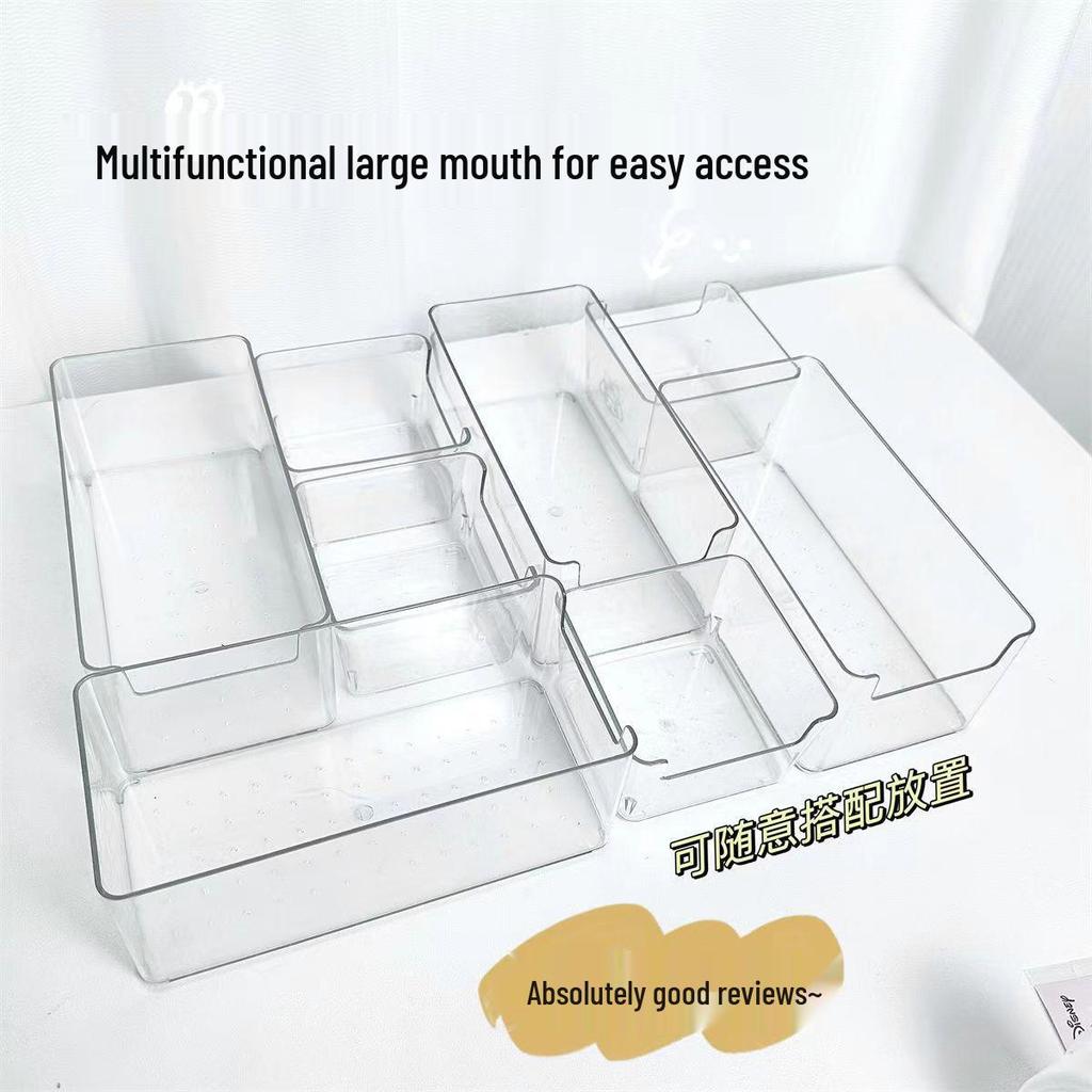 Acrylic Transparent Storage Box with Dividers for Cards and Memos