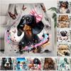 1PC Dog Cute Printed Blanket, All Season Lightweight Home Office Outdoor Nap Multifunctional Blanket A13