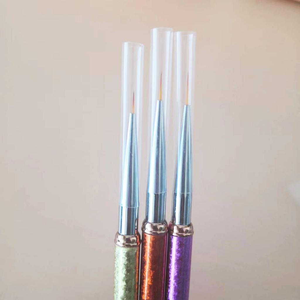 Professional Private Label 3 Pcs Rainbow Color Nail Art Painting Brush Thin Liner Brush