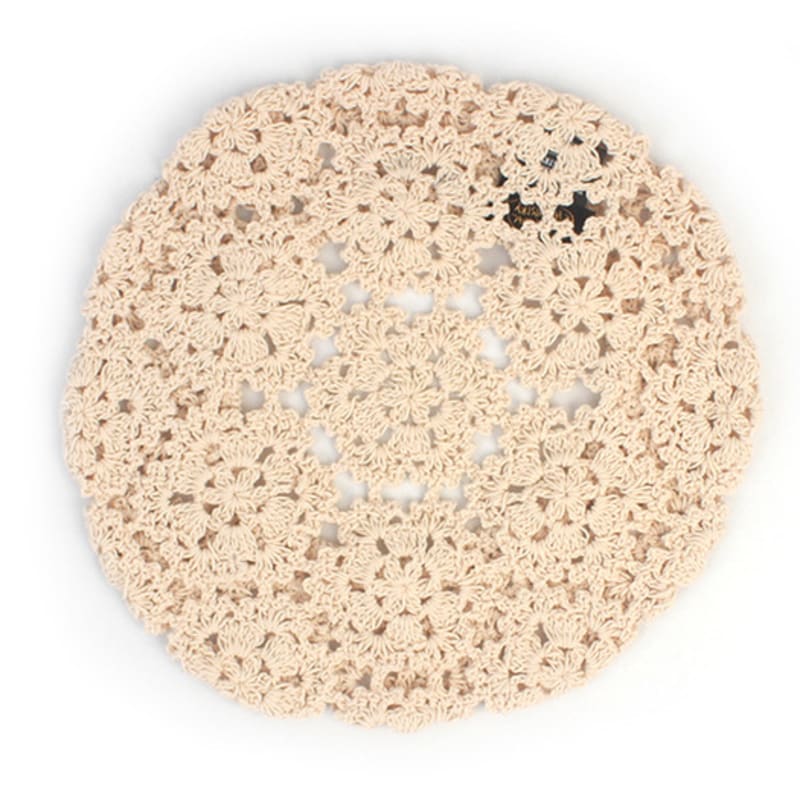 

Универсальная химия Цветок Вязаный Бежевый Берет Берет FREE