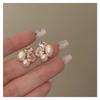 Silver Needle Zircon Flower Pearl Stud Earrings Exquisite Light Luxury High-end Earrings Niche White Versatile Earrings