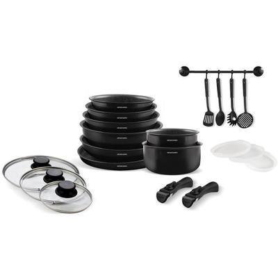 Induction Cookware Set - Arthur Martin - AM558 - Aluminum - 20 Pieces - Removable Handle - All Heat Sources Including Induction