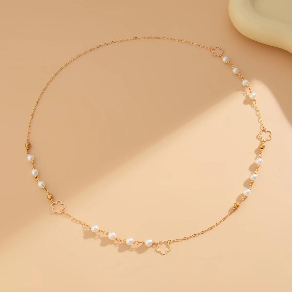 Internet Celebrity Style Woman Choker Neck Jewelry Pearl Women's Chain Aesthetic Necklaces Long Ball Stainless Steel Personality