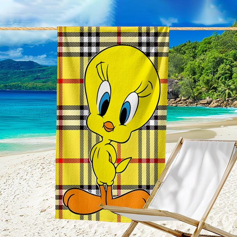1pc Tweety3 Beach Towel, Beach and Seaside Swimming Pool Equipment, Fashion Pattern, Rectangular, Travel Essentials