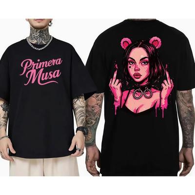 Rapper Omar Courtz Primera Musa Tour Doppelseitiges Grafik-T-Shirt Herren Damen Mode Ästhetische T-Shirts Oberteile Hochwertige T-Shirts