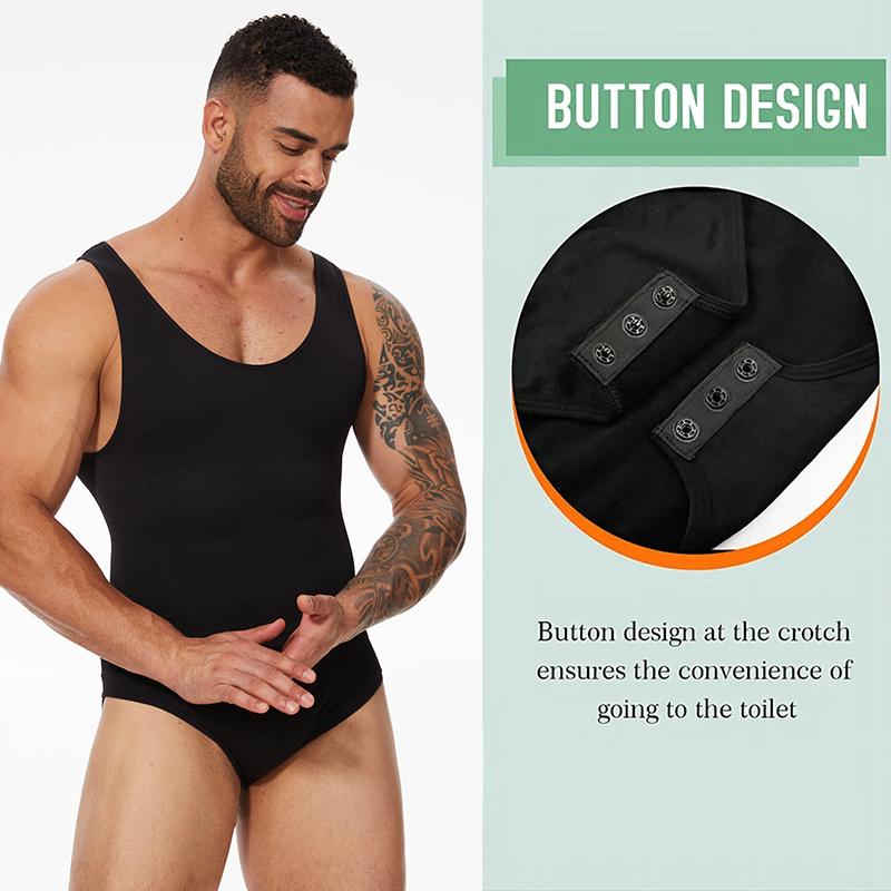 Men Shapewear Tummy Control Abdomen Compression Slimming Bodysuit Sleeveless Undershirt Full Body Shaper