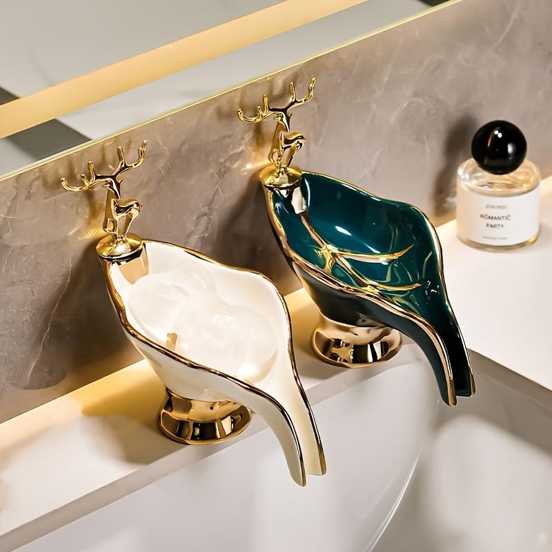 Simple and Light Luxury Ceramic Soap Box, Household Soap Dish,Creative Water-draining Bathroom and Toilet Soap Box Dish That Does Not Accumulate Water