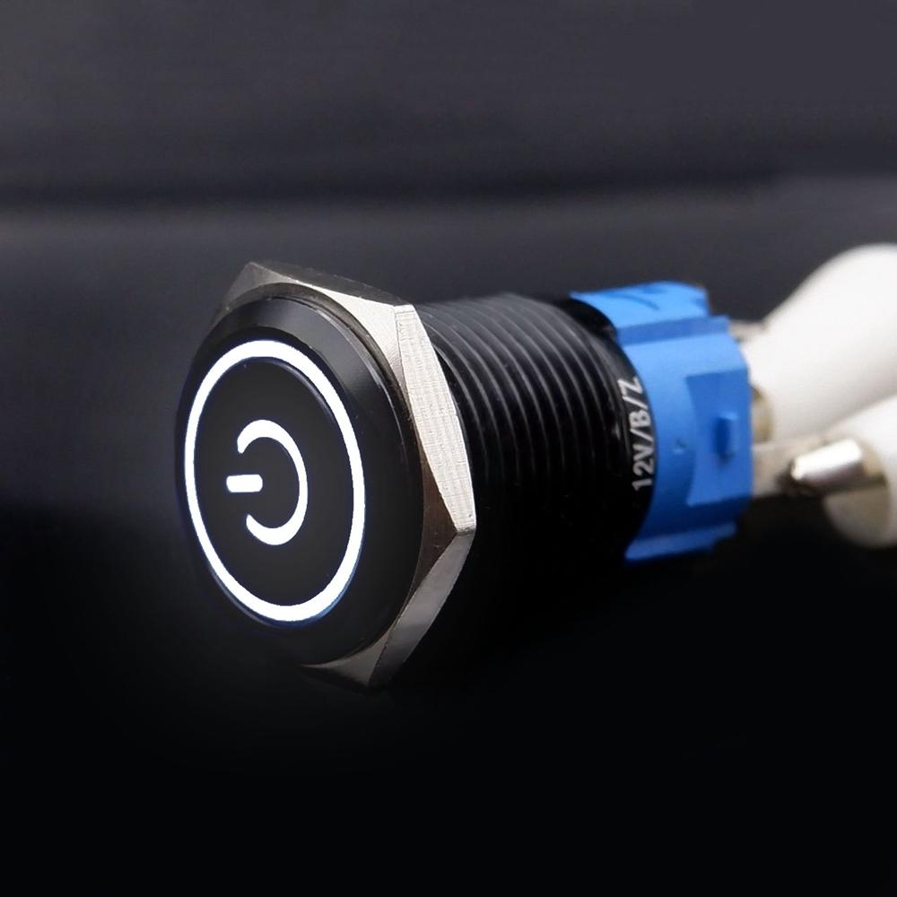 16mm 19mm 22mm Metal Push Button Switch With Fixed PC Power Supply Switches Car Engine Start Stop Backlit LED 3v 5v 6v 12v 24v