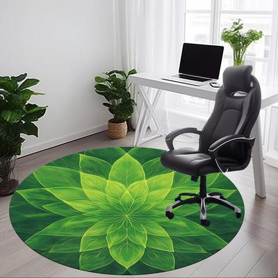 1 Stück Grünes Blatt Mandala Büro Runder Teppich, Rutschfest, Weich und Langlebig Büroteppich für Innendekoration, Perfekt für das Büro