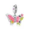 Beads Copper Charms Original Pink Butterfly Insect Pendant Beads Fit Bracelet Jewelry Diy Women Fine Gift Accessory