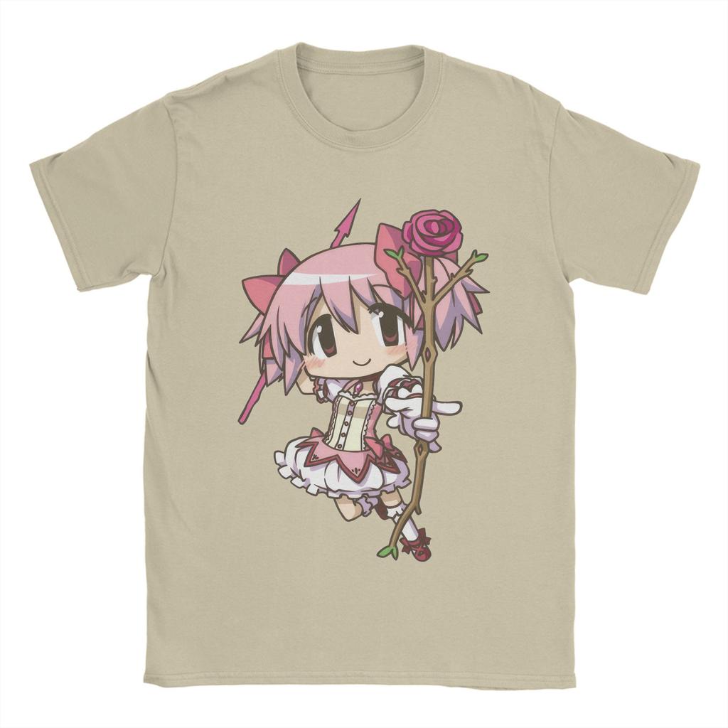 Novelty Mahou Shoujo Madoka T-Shirts for Men Crewneck Cotton T Shirts Madoka Magica Anime Short Sleeve Tee Shirt Clothes