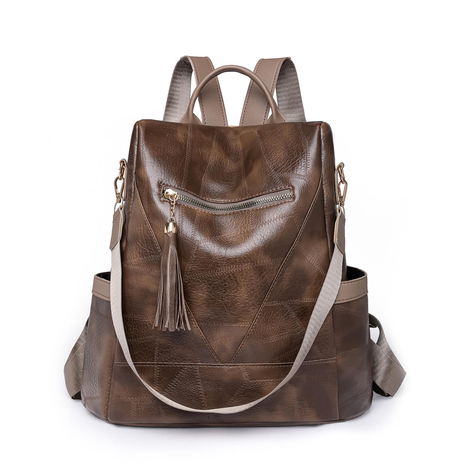 

Рюкзак из мягкой кожи из искусственной кожи Женский рюкзак большой емкости кофейный