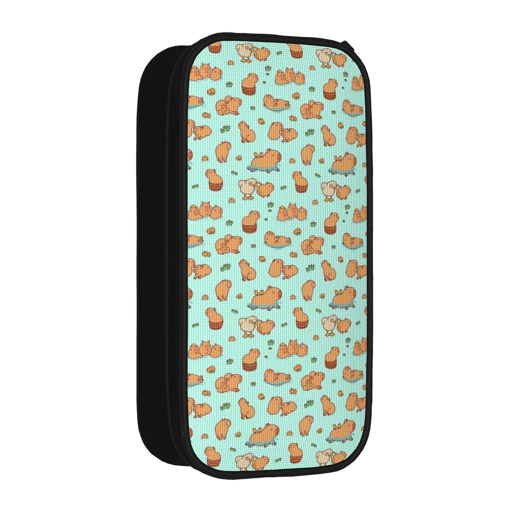 Cute Capybara Art Illustration Pencil Case Kawaii Cartoon Pen Holder Bag Girls Boys Large Storage School Pencilcases Accessories