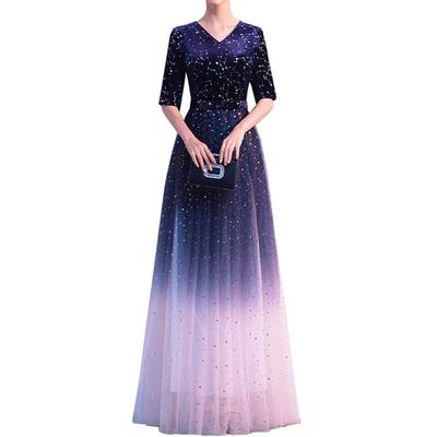 JINZUOMA Evening Long Stage Tulle Formal Star Perfect for and Host Women's Dress, Dress, Dress, Dress, Dress, V-Neck, Elegant, Fashionable, Pattern,