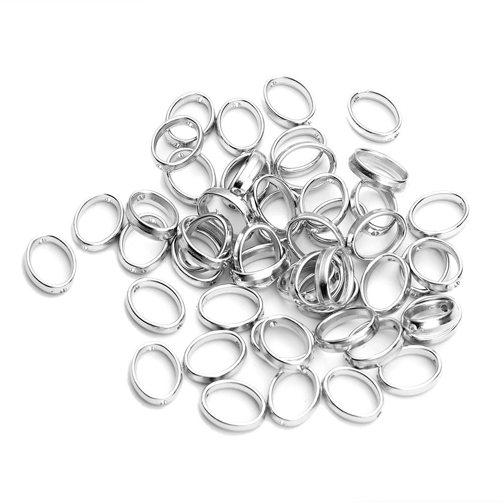 50pcs Silver Heart Hollow White K Loose Spacer Beads for Jewelry Making DIY Small Holes Necklace Bracelets Charms Accessories